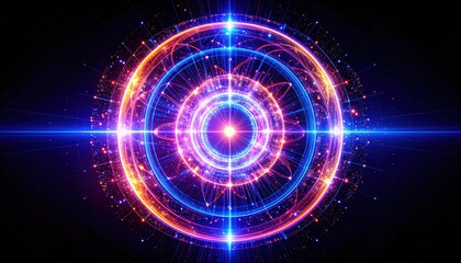 Poster - Abstract Glowing Circles Digital Design