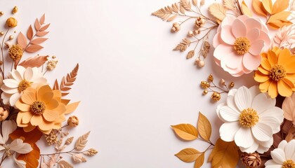 Aufkleber - Floral arrangement creation studio photography soft lighting close-up decorative paper flowers with fall colors