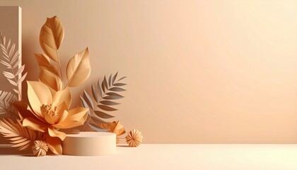 Poster - Elegantly crafted paper flower arrangement minimalist studio setting decorative art display soft neutral tones artistic perspective for home decor inspiration