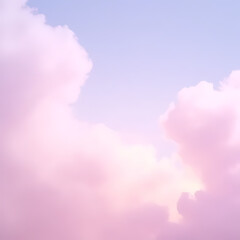 Aufkleber - Soft pink and lavender clouds against a pale blue sky creating a dreamy and ethereal atmospheric background