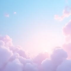 Aufkleber - Soft pastel sky with fluffy lavender clouds and hints of pink and blue creating a dreamy atmospheric background