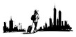 © Mago - woman with luggage traveling to the city sketch vector