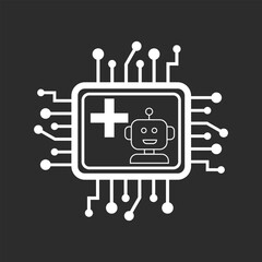 Fototapete - AI Healthcare Icon in black and white background – Smart Medical Intelligence Technology icon, Abstract Vector sign. Symbol, logo illustration. Vector graphics for Presentation and other