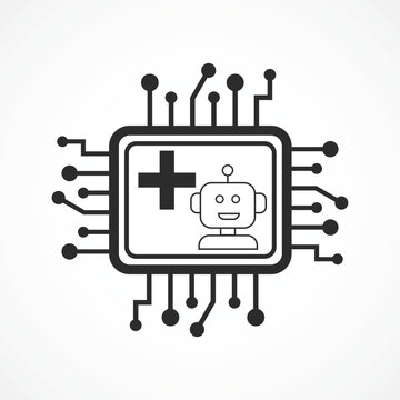 AI Healthcare Icon in white background – Smart Medical Intelligence Technology icon, Abstract Vector sign. Symbol, logo illustration. Vector graphics for Presentation and other