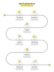 Poster - Business infographic template. 8 Step timeline journey. Process diagram, 8 options on white background, Infograph elements, technology, education, modern vector illustration.