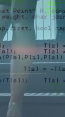 Poster - Animation of data processing over caucasian woman on stairs