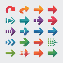 Poster - Collection of Twenty Colorful Arrow Icons Gradient Style Directional Indicators Navigation Symbols Web Design Elements User Interface U I U X Design Kit