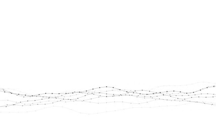 Aufkleber - Dynamic wave with connected dots and lines on a white background. Digital wave background concept. Abstract technology background. Big data visualization. 3D rendering.
