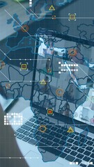 Poster - Animation of network of connections and social media notifications over vr headset