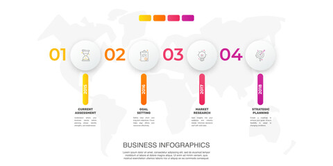Poster - Vector template circle infographics. Business concept with 4 options and parts. Four steps for content, flowchart, timeline, levels