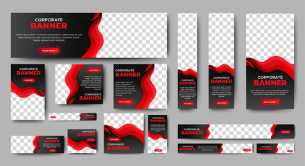 Fototapete - Digital banners ads template design set for website and social media post. Editable. vector