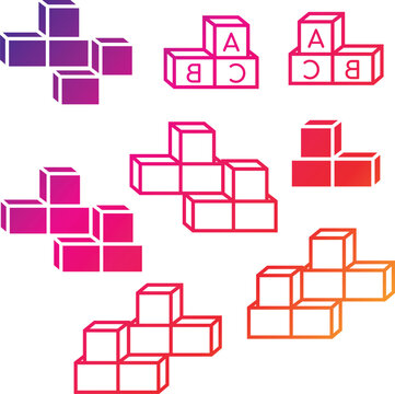 kids toys, alphabet cubes with teddy bear in box vector illustration design