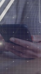 Poster - Animation of statistics and financial data processing over caucasian man using smartphone