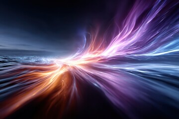 Poster - Vibrant cosmic waves create stunning visual effects in a dark abyss