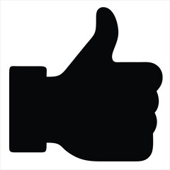 Fototapete - A simple, bold, black silhouette of a hand giving a thumbs-up gesture against a clean white background, representing approval and positivity