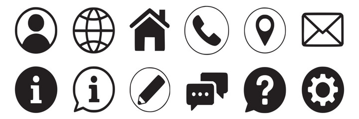 Poster - Contact us information icons set vector illustration for website and mobile app design elements ui ux design on transparent background