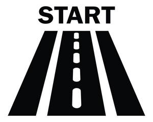 Fototapete - Start road pointer vector icon. Single start road button vector illustration symbol graphic design. Flat style concept button icon isolated on white background. Simple black road symbol icon.