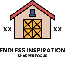 Aufkleber - A house with a red roof and yellow trim