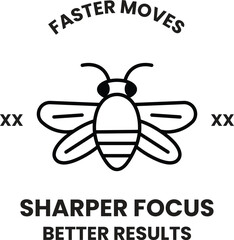 Aufkleber - A black and white image of a bee with the words 