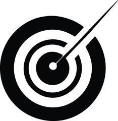 Poster - Abstract black and white target design with a sharp arrow piercing through concentric circles and the bullseye center