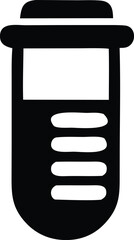Poster - Simple black icon representing a test tube with a digital display and four buttons suitable for scientific or technological themes