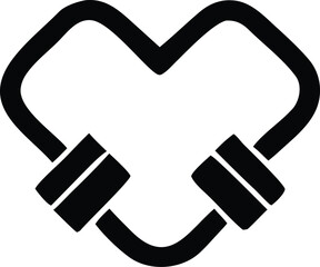 Poster - Abstract black heart shape formed by two stylized carabiners connected by a curved line symbolizing strength and connection
