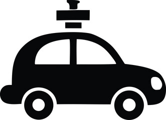 Poster - Black silhouette of a car with a distinctive antenna or communication device mounted on its roof