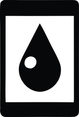 Fototapete - A simple black teardrop shape with a small white oval inside enclosed within a thick black border creating a minimalist graphic