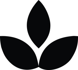 Poster - Abstract black three leaf petal shape logo design on white background minimalist organic symbol