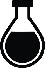 Poster - A simple black and white icon representing a laboratory flask filled with liquid symbolizing science and experimentation