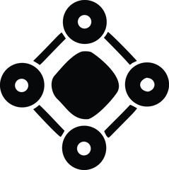 Poster - Abstract geometric symbol representing interconnected nodes and a central core element conveying a sense of network or system structure