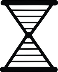 Poster - Stylized black hourglass silhouette featuring horizontal lines within a geometric structure symbolizing time or progress
