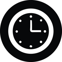 Poster - Simple black and white icon of a clock face with a single hour hand pointing towards the number one
