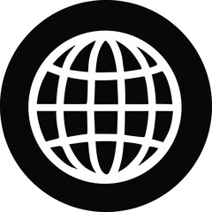  - A simple black and white icon of a globe representing global connectivity and the internet