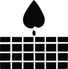 Poster - Abstract black spade symbol emerging from a grid of black rectangles against a stark white background