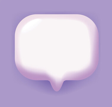 Vector 3D speech bubble on purple background