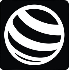 Poster - Abstract white curved lines forming a sphere on a black background representing a modern logo or symbol