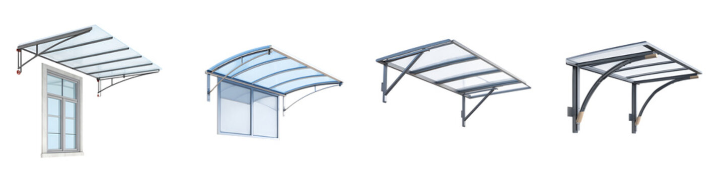 Collection of Modern Door Canopies and Awnings on White Background