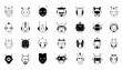 © Dieke - Collection of 30 unique robot head icons, perfect for websites, apps, and presentations, featuring diverse designs and styles in black and white.