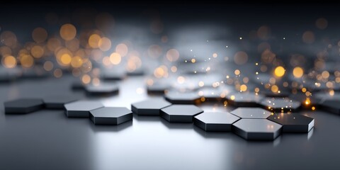 Poster - Futuristic Polygonal Technology Design Featuring Metallic Grey and Dark Geometric Abstract Elements