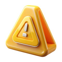 Poster - 3D Render of a Glossy Yellow Warning Sign with Exclamation Mark, Isolated on White. Concept for Security Alerts, Error Notifications, and Attention Required.