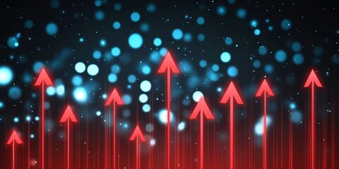 Poster - Dynamic Data Visualization Concept with Up Arrows for Business Growth and Financial Analysis