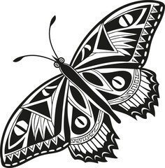 Poster - Vector art of a decorative butterfly with ornate patterns isolated on white background