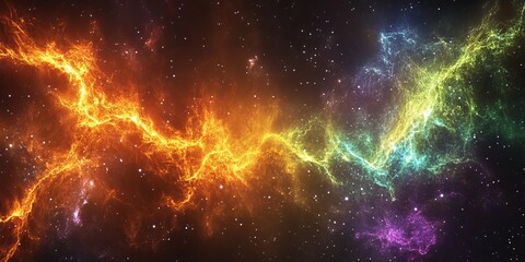 Wall Mural - stunning cosmic nebula with bright colors and twinkling stars in the vast universe at night