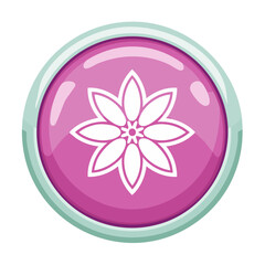 Fototapete - Pink flower emblem icon Shiny button badge floral symbol spring blossom