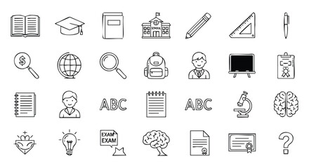 Poster - Collection of hand drawn school and education related icons on white background