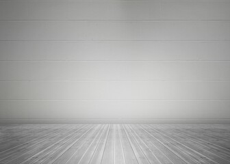 Poster - Vacant room is being shown in flat design, featuring gray cinder block wall and wooden floor