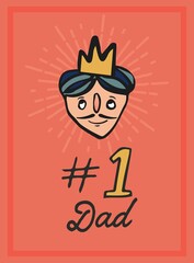Poster - Composition of number one dad text and icon on red background