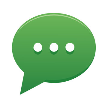 Green Chat Bubble with Ellipsis Points for Text Messaging and Online Communication