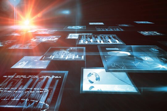 Television screens flying with illuminated light